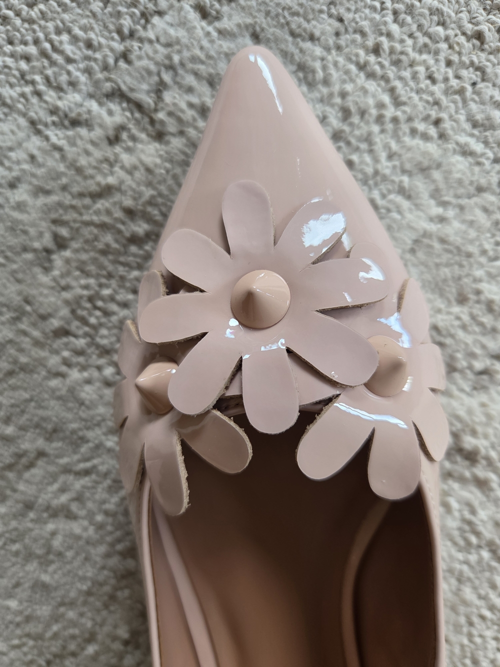 Paolo Blush Patent Floral Pointed Toe Flats - Women